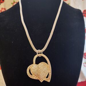 Silver Romantic Frosted Double Heart Pendant Necklace